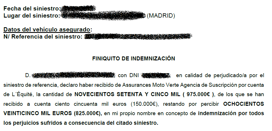 finiquito indemnizacion gran lesionado