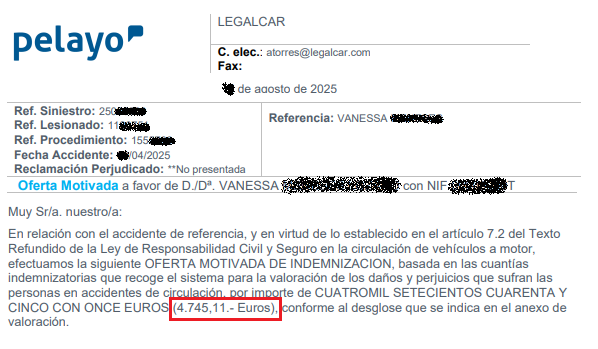 Indemnización Legalcar por atropello
