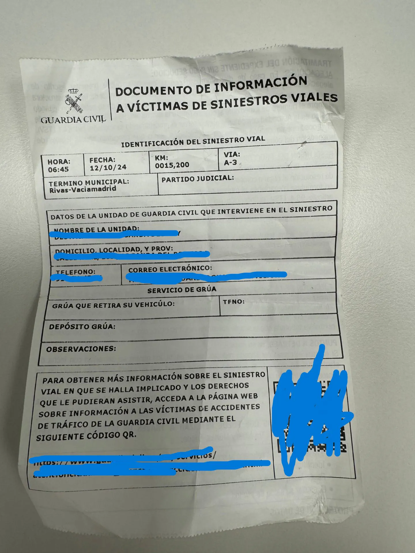 atestado guardia civil accidente tráfico