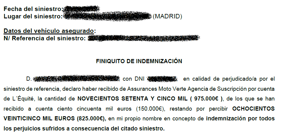 finiquito indemnizacion gran lesionado